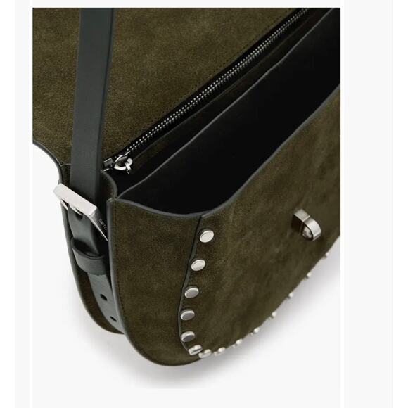 All Saints Miro Suede Saddle Bag Color: Olive Green (New) $329.00 retail - Picture 5 of 10